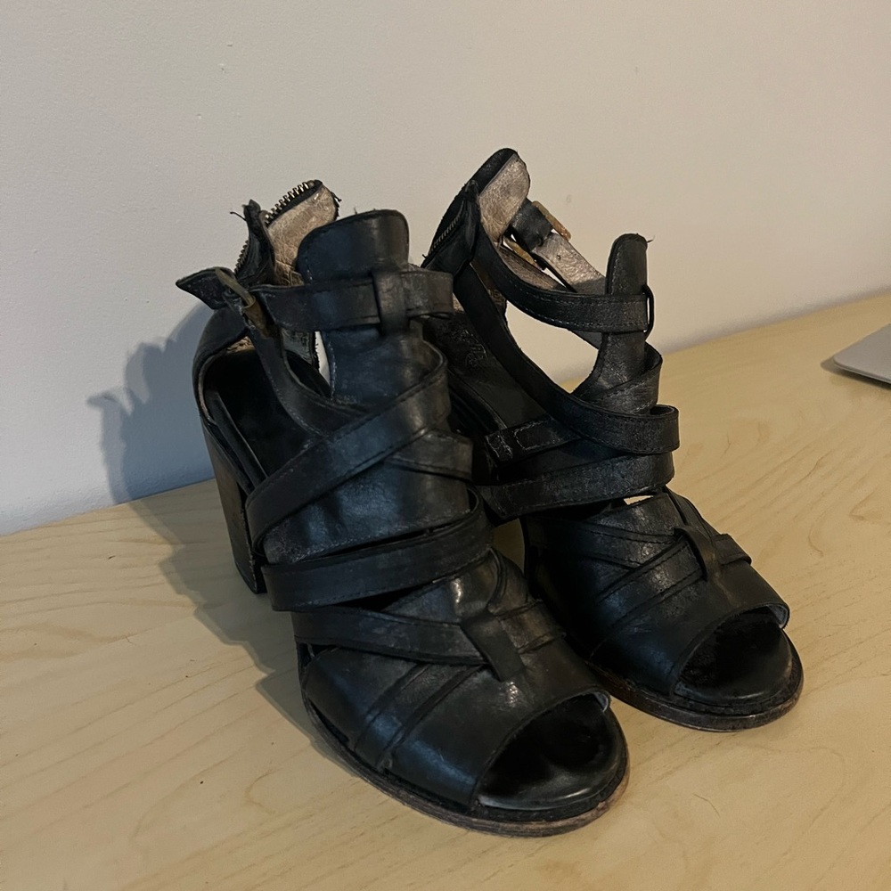 Freebird by Steven Claw Black Strappy Heels